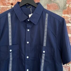 Coof Andy Men's Navy Guayabera Shirt M 23x30 NWT